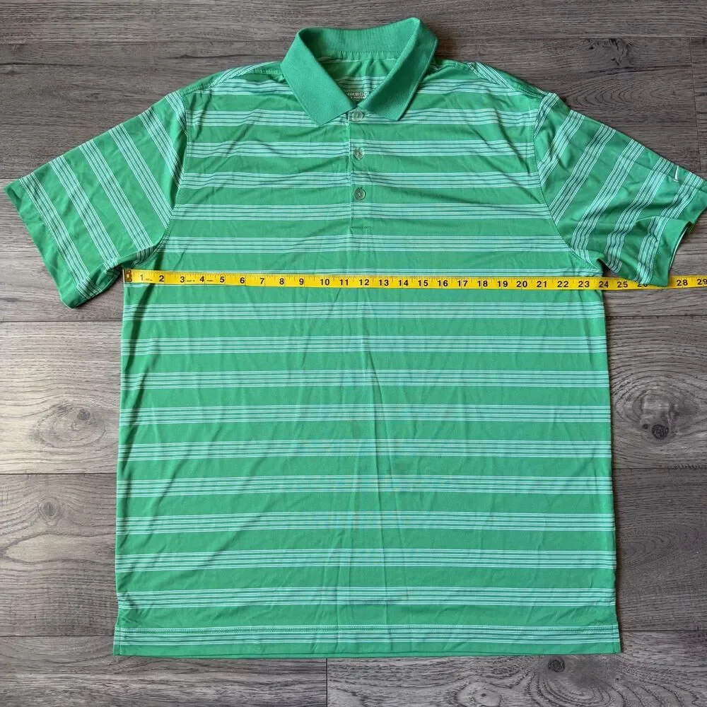 Nike Men’s Casual Golf Tour Performance Dri-Fit‎ Green Striped Polo - Size XL